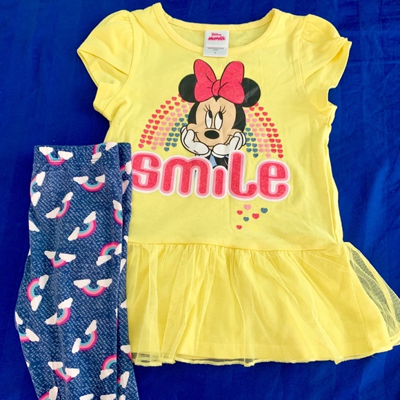 Disney Other - EUC- Minnie Mouse Ruffle Peplum Top with Leggings